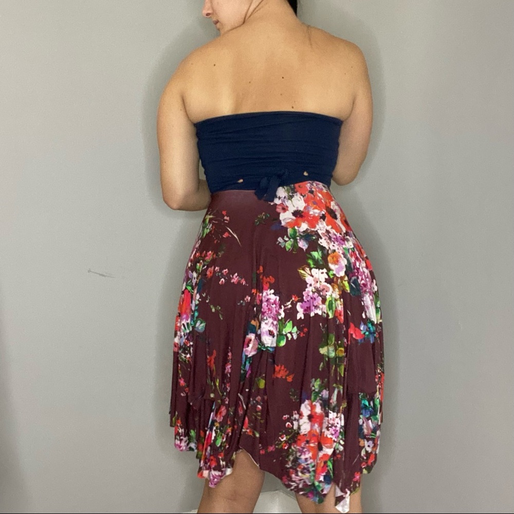 Anthropologie Neve and Hawk Floral Strapless Napkin Sharkbite Boho Dress Size 10 - Picture 6 of 14